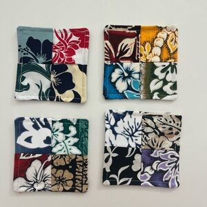 🌺 Tiki time! Island floral coasters, double-sided, made in Hawaii, Brand new!!!
